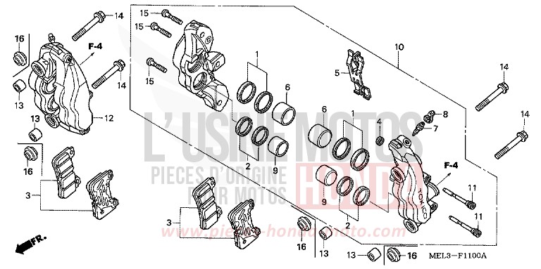 FRONT BRAKE CALIPER for CBR1000RR Fireblade NOIR (NH1) from 2005